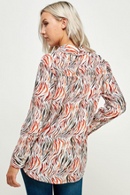 Load image into Gallery viewer, Cream coral brown zebra long sleeve top
