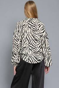 Cream black zebra top