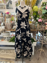 Load image into Gallery viewer, Black ivory lily print high low dress

