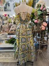 Load image into Gallery viewer, Yellow blue purple tile print midi dress
