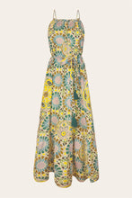 Load image into Gallery viewer, Yellow blue purple tile print midi dress
