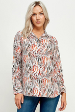 Load image into Gallery viewer, Cream coral brown zebra long sleeve top
