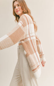 Cream rust plaid sweater