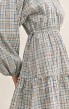 Load image into Gallery viewer, Blue gray ivory plaid short dress
