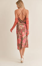 Load image into Gallery viewer, Wine red pink floral slip dress midi dress
