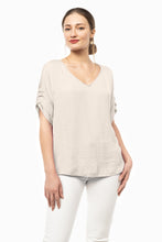 Load image into Gallery viewer, Taupe short pleated sleeve top
