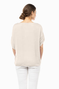 Taupe short pleated sleeve top
