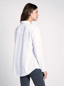 White double pocket Tencel long sleeve top