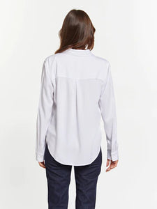 White single pocket rayon long sleeve top