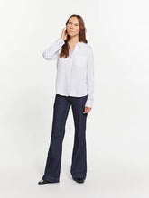 Load image into Gallery viewer, White single pocket rayon long sleeve top
