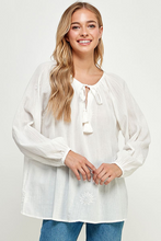Load image into Gallery viewer, White embroidered long sleeve top
