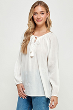 Load image into Gallery viewer, White embroidered long sleeve top
