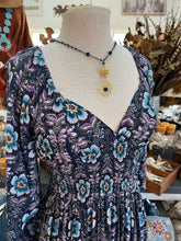 Load image into Gallery viewer, Navy teal purple long sleeve dress
