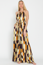 Load image into Gallery viewer, Off White brown gold olive halter jumpsuit
