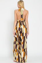 Load image into Gallery viewer, Off White brown gold olive halter jumpsuit
