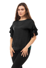 Load image into Gallery viewer, Black double ruffle sleeve top
