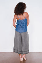 Load image into Gallery viewer, Dark denim button front tie front cami top
