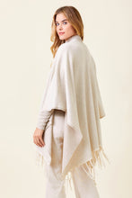Load image into Gallery viewer, Winter white fringe wrap
