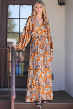 Load image into Gallery viewer, Gold black long sleeve maxi dress
