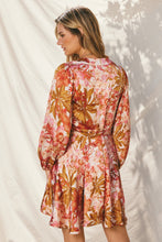 Load image into Gallery viewer, Cream pink blush toffee long sleevev short dress
