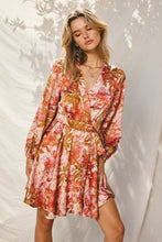 Load image into Gallery viewer, Cream pink blush toffee long sleevev short dress

