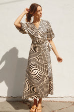Load image into Gallery viewer, Cream black abstract midi dress
