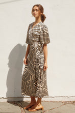 Load image into Gallery viewer, Cream black abstract midi dress
