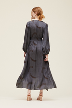 Load image into Gallery viewer, Dusty smoke blue charcoal midi dress
