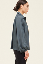 Load image into Gallery viewer, Dark teal button front long sleeve top
