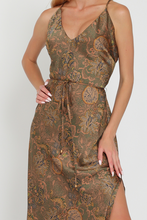 Load image into Gallery viewer, Bronze olive slip maxi dress
