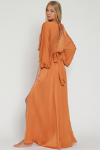 Load image into Gallery viewer, Dark coral 3/4 sleeves maxi dress
