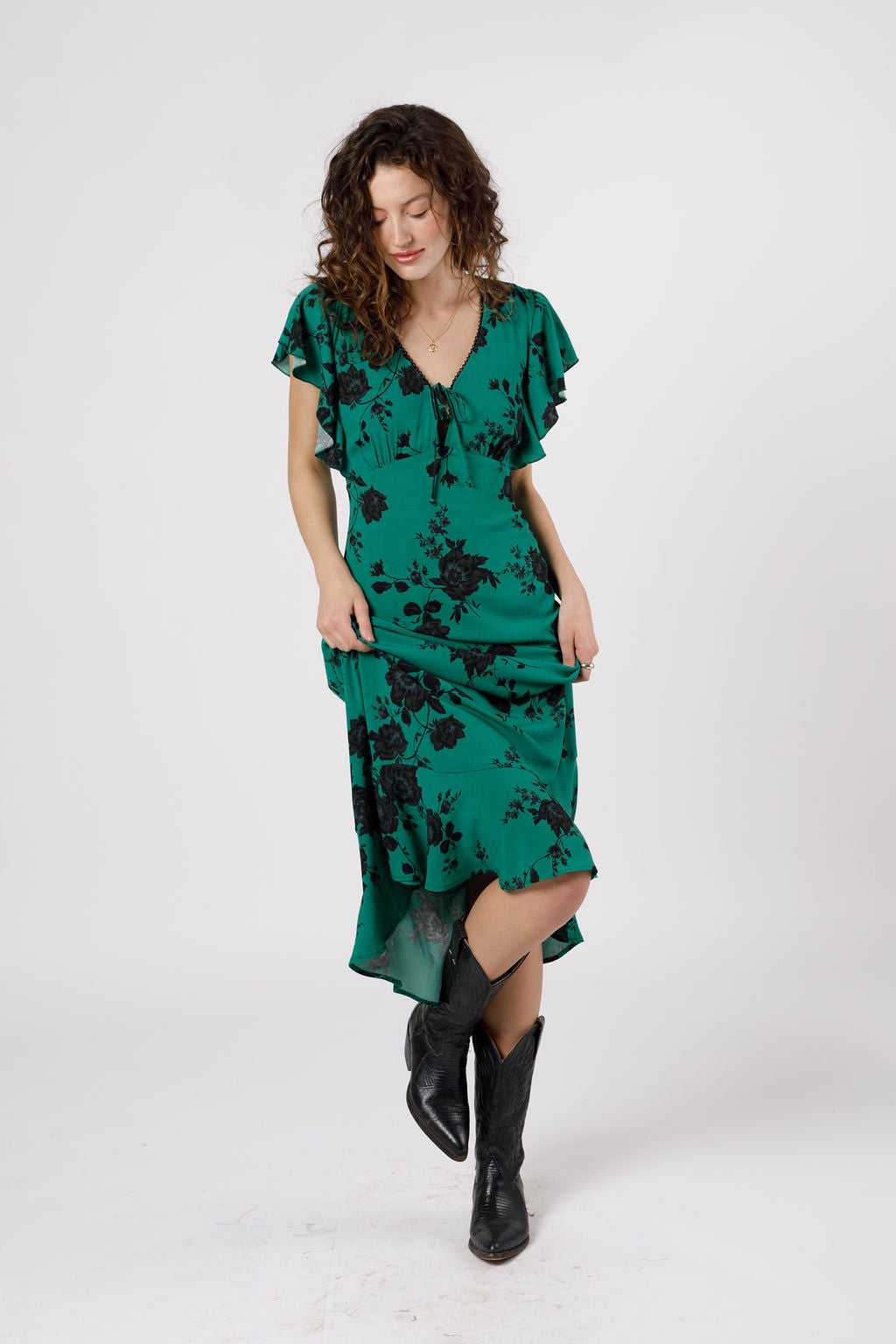 Emerald green black maxi dress – Avec Moi Decor