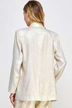 Load image into Gallery viewer, Gold shimmer cream blazer
