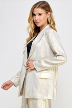 Load image into Gallery viewer, Gold shimmer cream blazer
