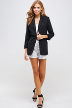 Load image into Gallery viewer, Black shimmer  blazer 3/4 sleeves
