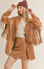 Load image into Gallery viewer, Carmel faux suede fringe jacket

