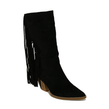 Load image into Gallery viewer, Arisa-20 black fringe boot
