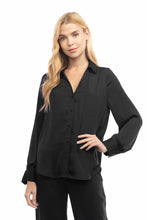 Load image into Gallery viewer, Black button front long sleeve top

