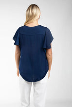 Load image into Gallery viewer, Navy waterfall cap sleeves
