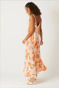 Peach coral floral maxi dress