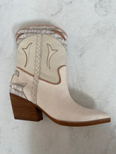 Load image into Gallery viewer, Loral ivory textured cowboy  bootie with inlays Dolce Vita
