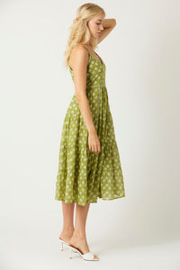 Tea green medallion print midi dress