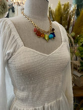 Load image into Gallery viewer, White Swiss dot smocked bodice long sleeve top
