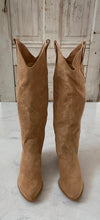 Load image into Gallery viewer, Urson tan faux suede soft cowboy boot Billini
