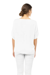 White pleated short sleeve top