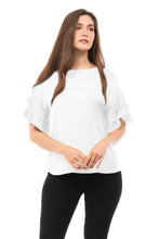 Load image into Gallery viewer, White short double flutter sleeves top

