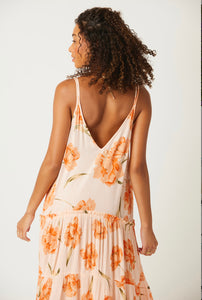Peach coral floral maxi dress