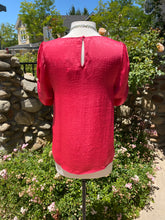 Load image into Gallery viewer, Cherry Red Satin Twist Knot Sleeve Blouse
